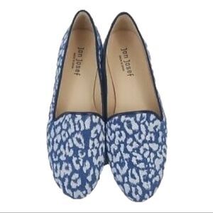 Jon Josef | Gatsby Blue Leopard Denim Round Toe Slip On Loafers Shoes | 6 M